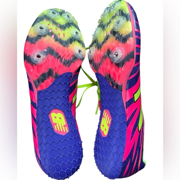 NWOT New Balance Spiked Track Running Shoes - Purple, Pink and Neon Green Size 9 - Picture 6 of 7
